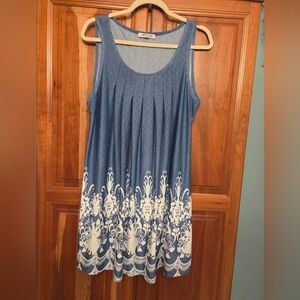 Blue and White Sleeveless Dress